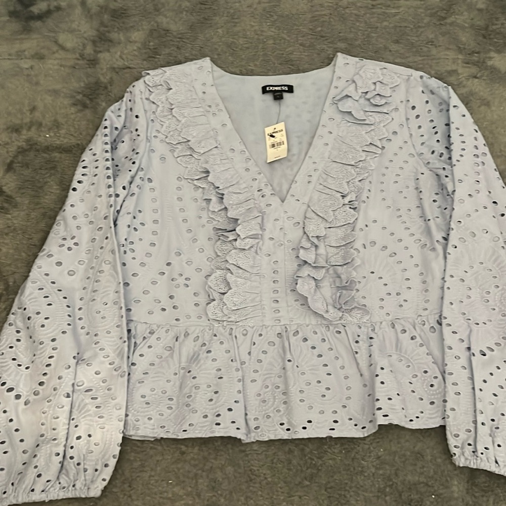 NWT Light Blue Eyelet Top